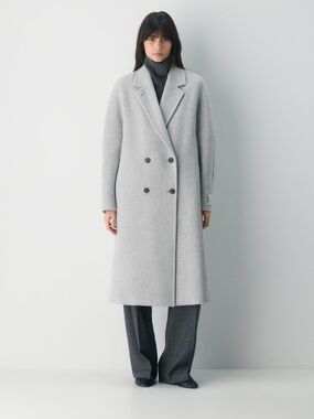 Aritzia Babaton Slouch Coat - Heather Light Grey - Wool Cashmere